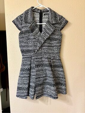Zara Anos Years Black and White Tweed Mini Dress